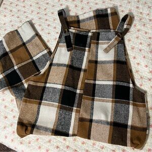 Plaid Flannel Cropped Wide leg Overalls